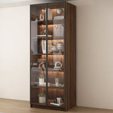 Vintage Glass Door Espresso Multi-Shelf Storage Bookcase Image - 9