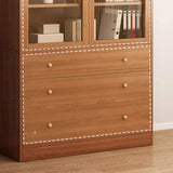 Vintage Glass Doors Vertical Walnut Storage Bookcase Image - 6