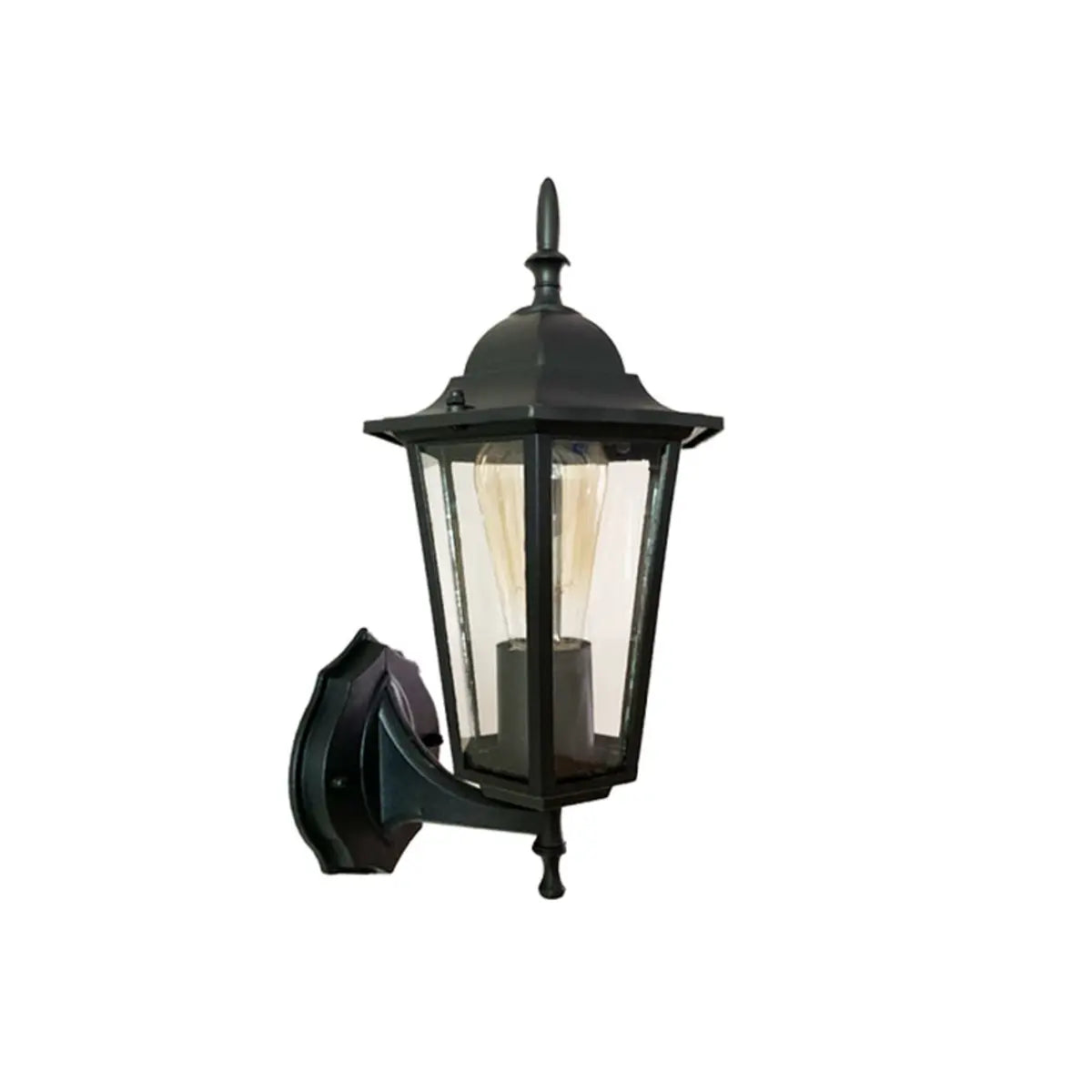 Vintage Glass Lantern Outdoor Ambient Wall Light Gold Image - 2