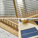 Vintage Glass Square Metal Outdoor Solar Table Lamp Image - 13