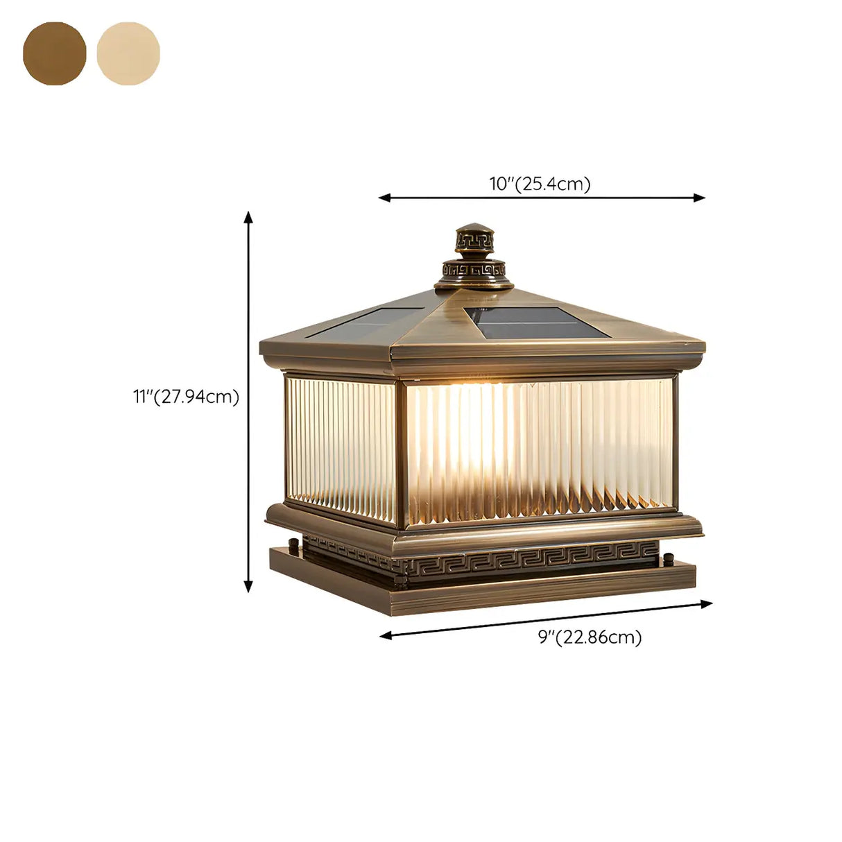 Vintage Glass Square Metal Outdoor Solar Table Lamp Image - 19