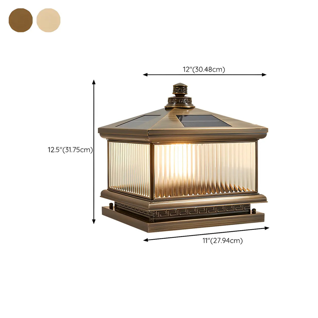Vintage Glass Square Metal Outdoor Solar Table Lamp Image - 20