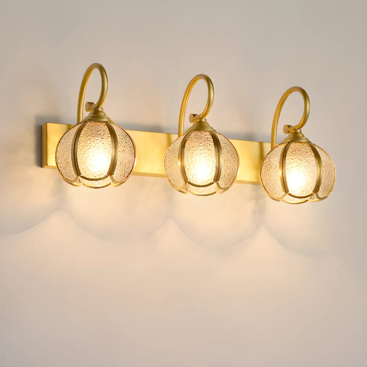 Vintage Gold 3-Light Globe Glass Vanity Light Image - 4