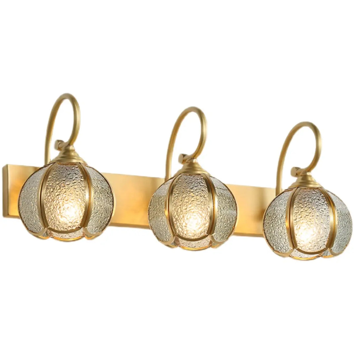Vintage Gold 3-Light Globe Glass Vanity Light Image - 7