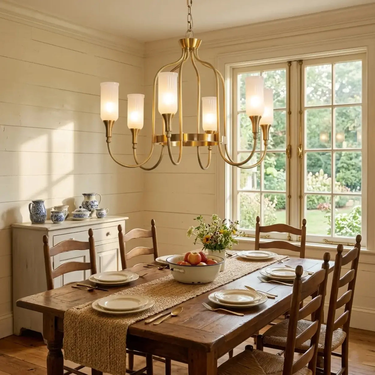 Vintage Gold Adjustable Curved Branch Cage Chandelier Image - 1