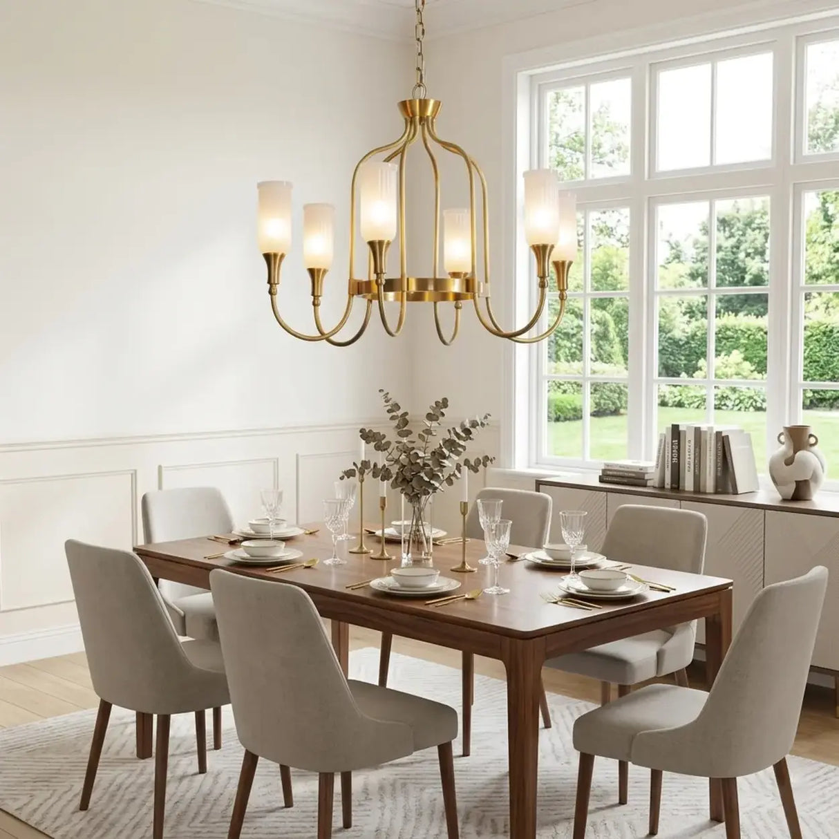 Vintage Gold Adjustable Curved Branch Cage Chandelier Image - 3