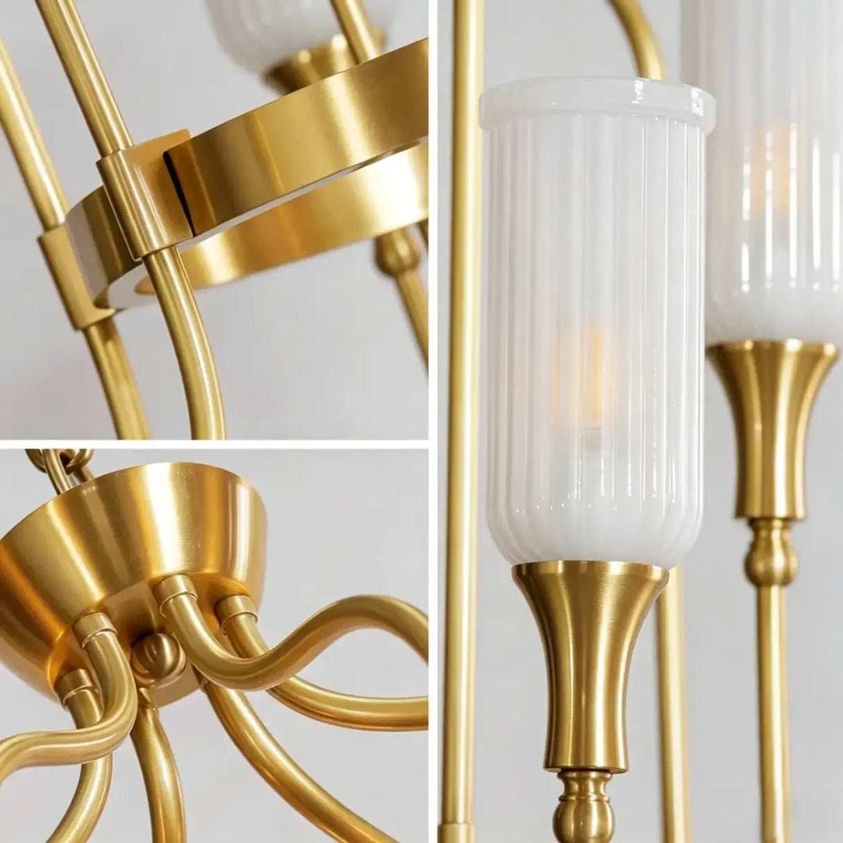 Vintage Gold Adjustable Curved Branch Cage Chandelier Image - 4
