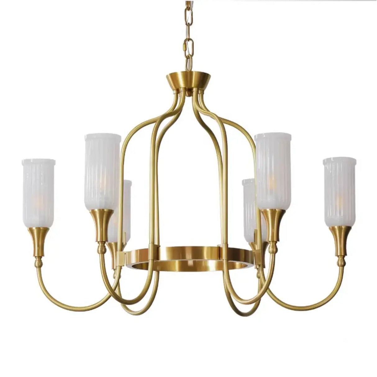 Vintage Gold Adjustable Curved Branch Cage Chandelier Image - 5