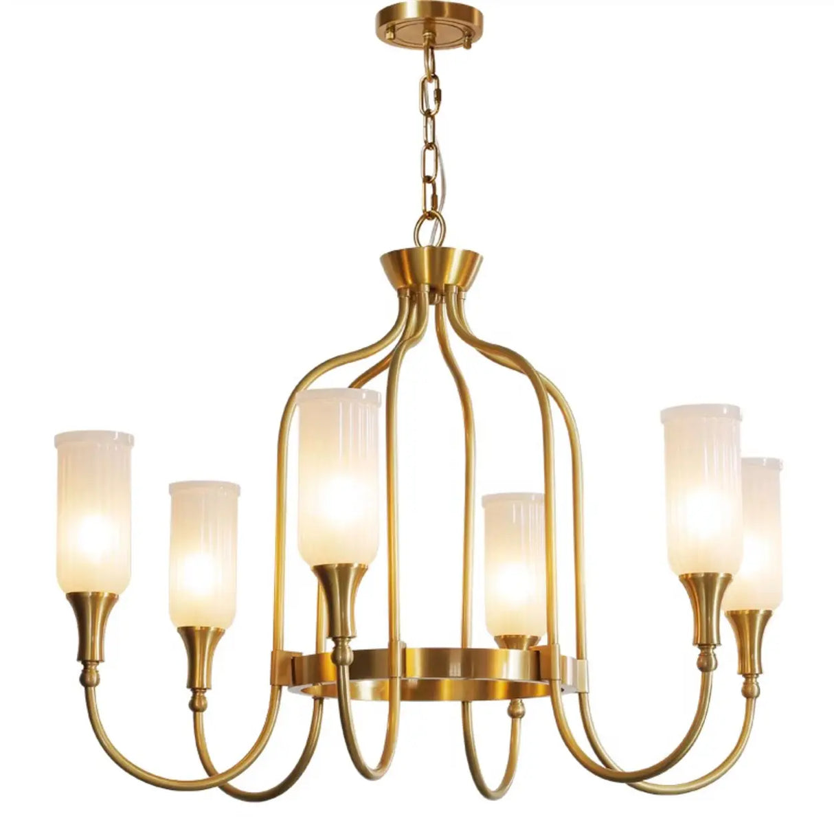 Vintage Gold Adjustable Curved Branch Cage Chandelier Image - 6