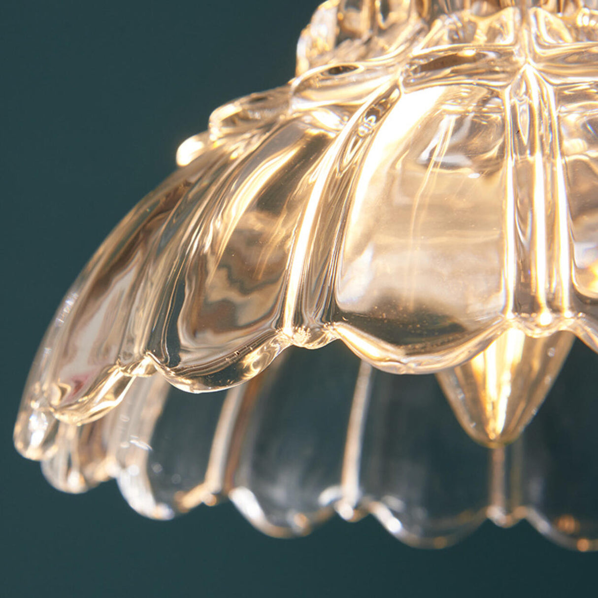 Vintage Gold Clear Glass Flower Pendant Light Image - 8
