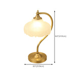 Vintage Gold Floral Shade Curved Bedside Table Lamp #size