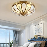 Vintage Gold Flower Shape Glass Semi-Flush Mount Light Image - 11