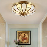 Vintage Gold Flower Shape Glass Semi-Flush Mount Light Image - 12