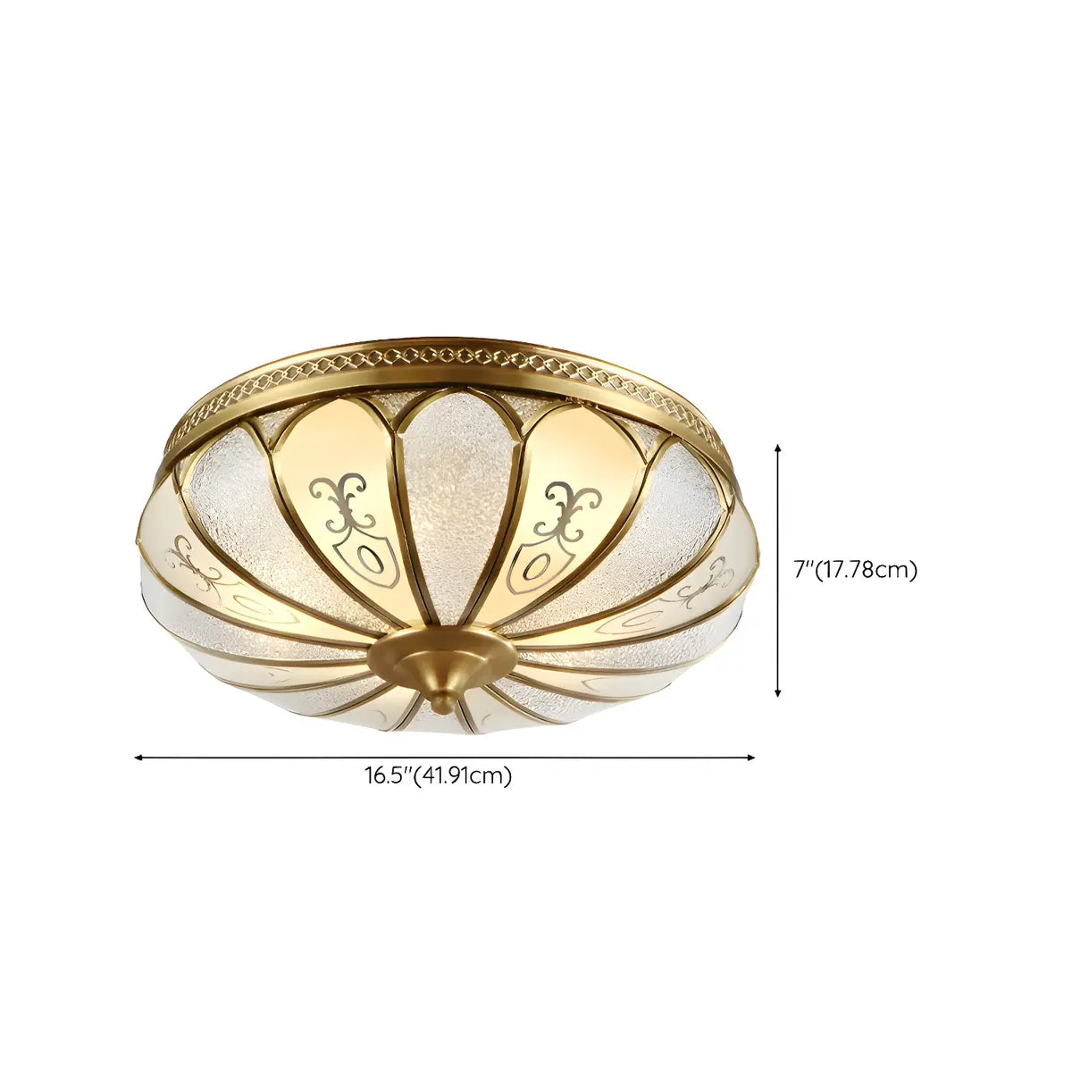 Vintage Gold Flower Shape Glass Semi-Flush Mount Light Image - 14