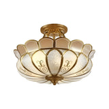 Vintage Gold Flower Shape Glass Semi-Flush Mount Light Image - 5