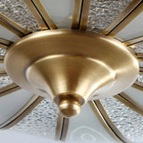 Vintage Gold Flower Shape Glass Semi-Flush Mount Light Image - 8