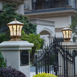 Vintage Gold Lantern Square Metal Outdoor Post Light Image - 1