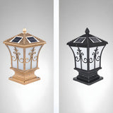 Vintage Gold Lantern Square Metal Outdoor Post Light Image - 10