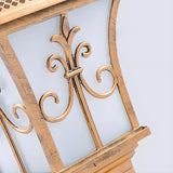 Vintage Gold Lantern Square Metal Outdoor Post Light Image - 11
