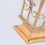 Vintage Gold Lantern Square Metal Outdoor Post Light Image - 13