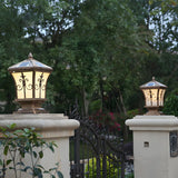 Vintage Gold Lantern Square Metal Outdoor Post Light Image - 15