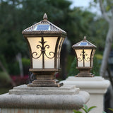 Vintage Gold Lantern Square Metal Outdoor Post Light Image - 17