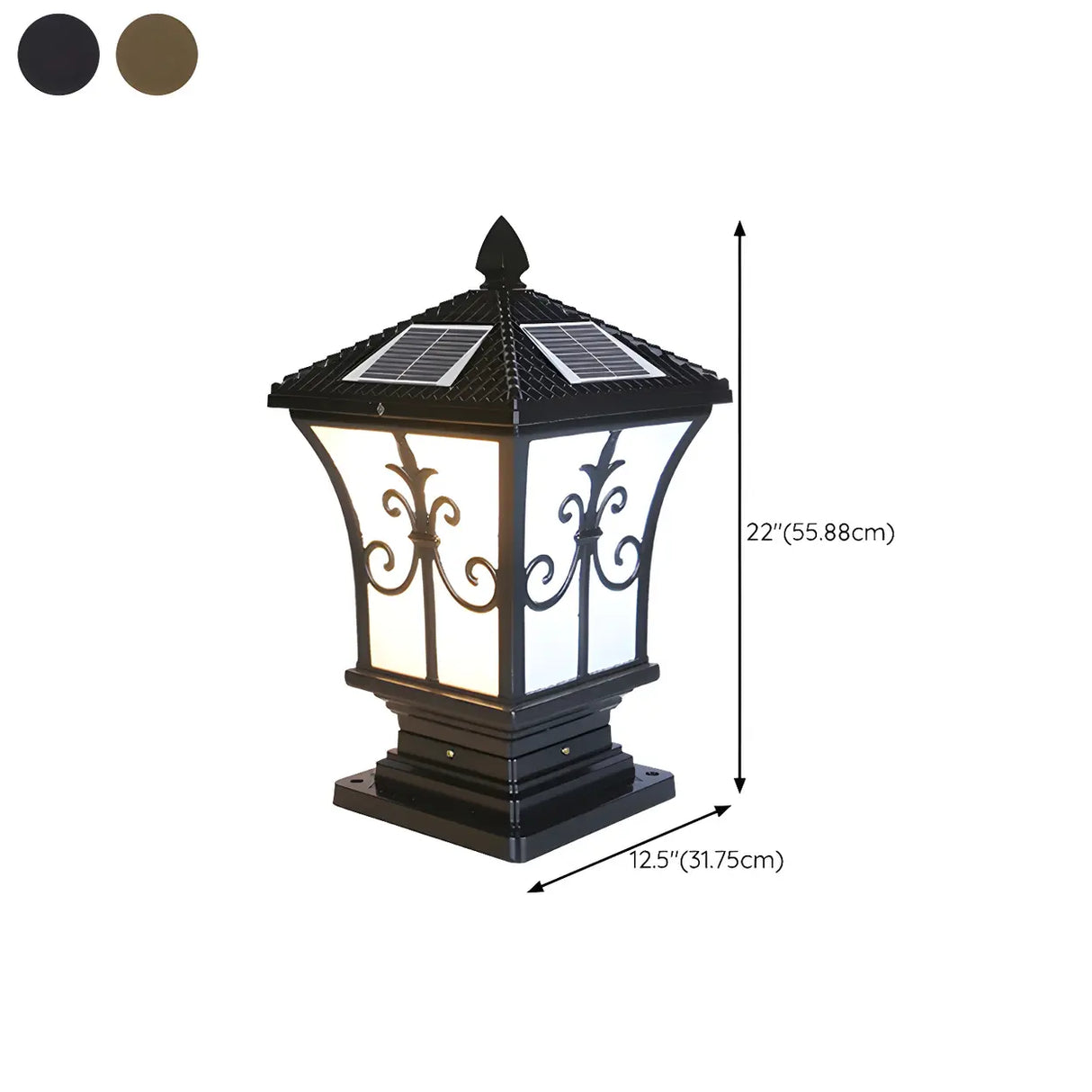 Vintage Gold Lantern Square Metal Outdoor Post Light 