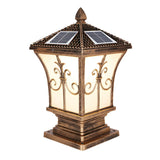 Vintage Gold Lantern Square Metal Outdoor Post Light Image - 2