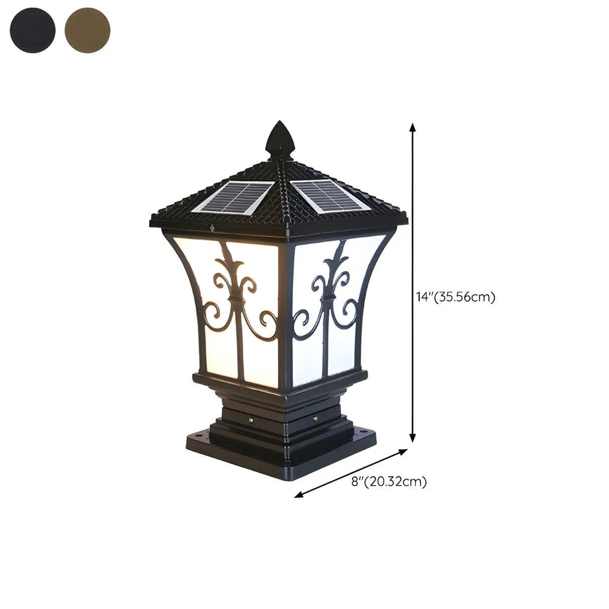 Vintage Gold Lantern Square Metal Outdoor Post Light Image - 20