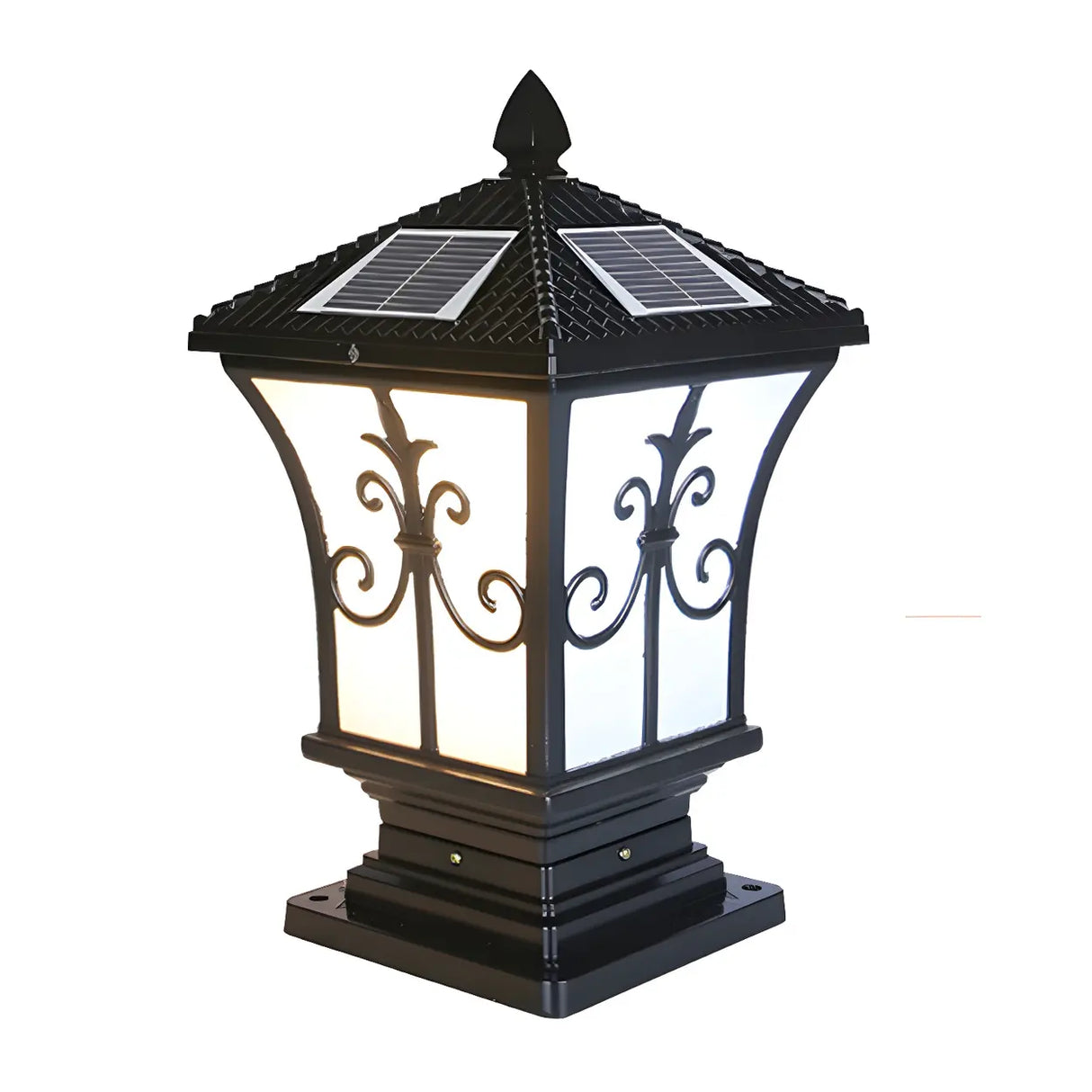 Vintage Gold Lantern Square Metal Outdoor Post Light Image - 3