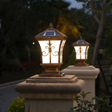 Vintage Gold Lantern Square Metal Outdoor Post Light Image - 4