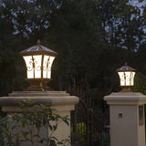 Vintage Gold Lantern Square Metal Outdoor Post Light Image - 5