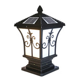 Vintage Gold Lantern Square Metal Outdoor Post Light Image - 7