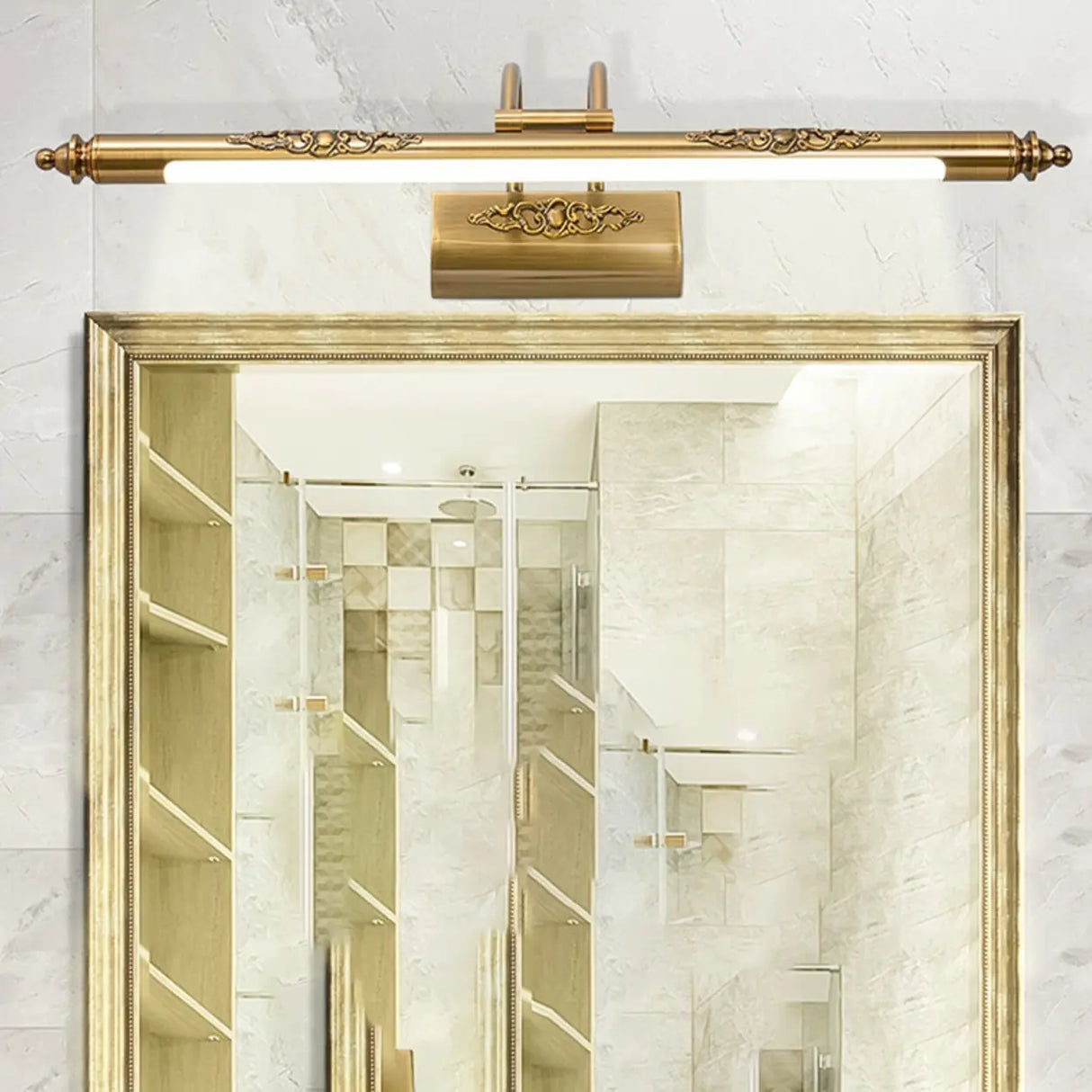 Vintage Gold Linear LED Mirrors Vanity Light Fixture Image - 6