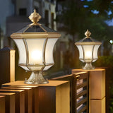Vintage Gold Solar Lantern Whirlwind Glass Post Light Image - 14