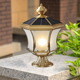 Vintage Gold Solar Lantern Whirlwind Glass Post Light Image - 5