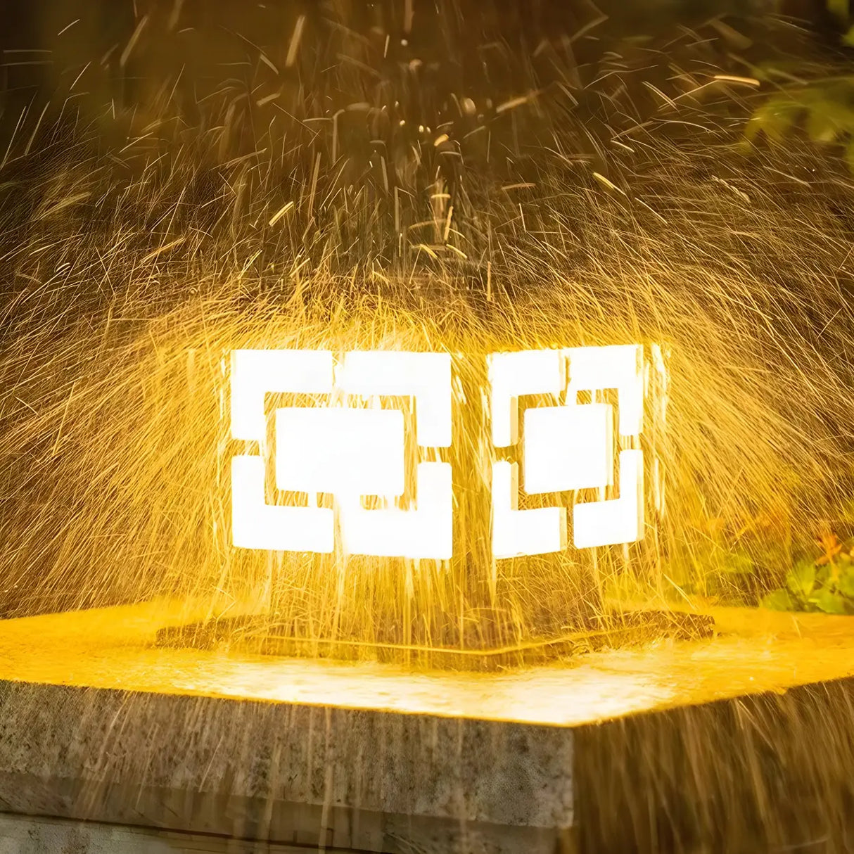 Vintage Gold Square Solar Lantern Outdoor Garden Lamp Image - 12
