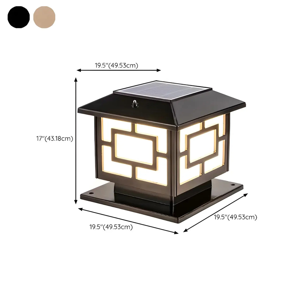 Vintage Gold Square Solar Lantern Outdoor Garden Lamp 