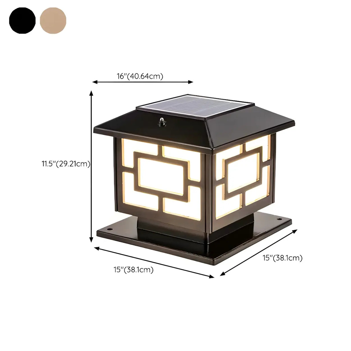 Vintage Gold Square Solar Lantern Outdoor Garden Lamp Image - 14
