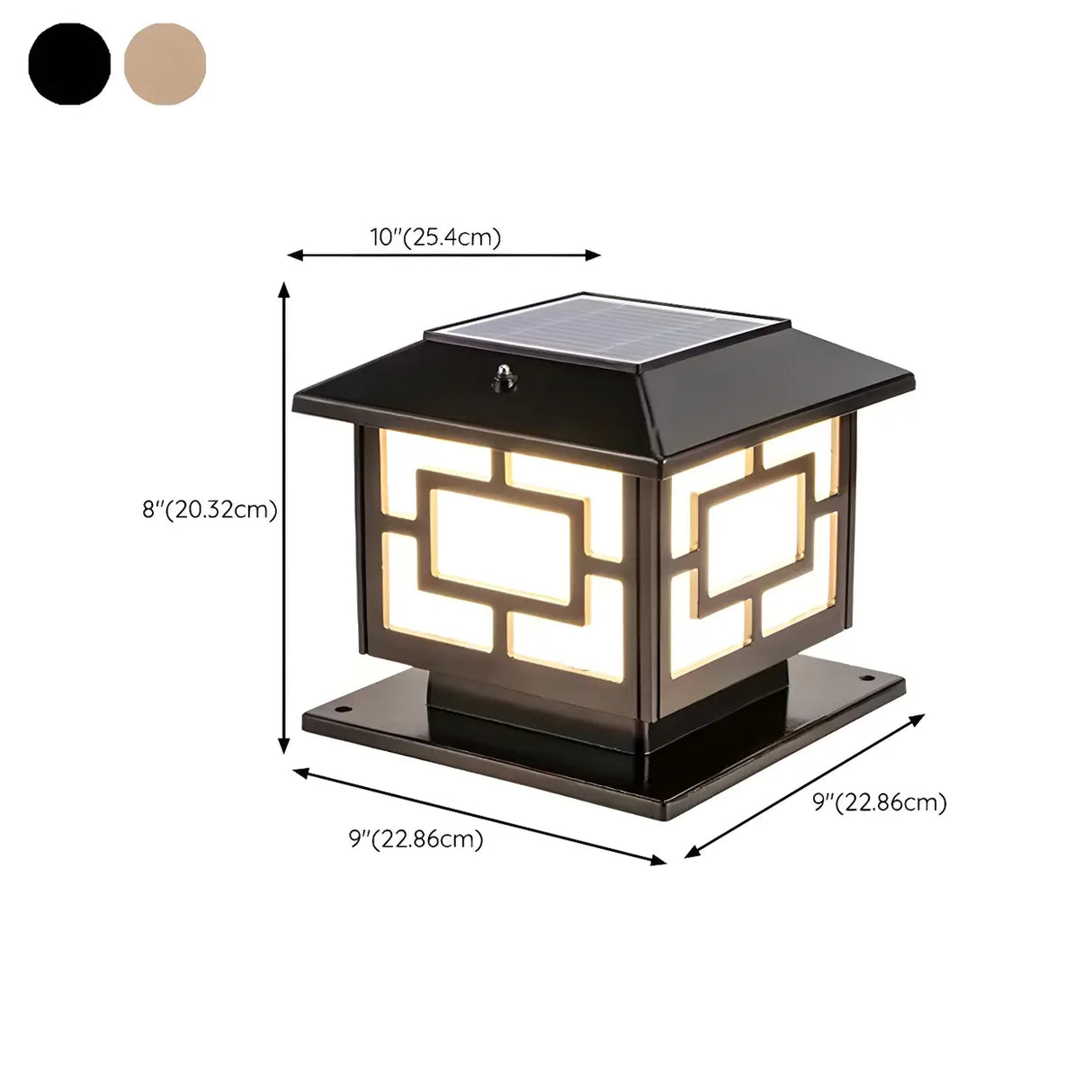 Vintage Gold Square Solar Lantern Outdoor Garden Lamp Image - 16