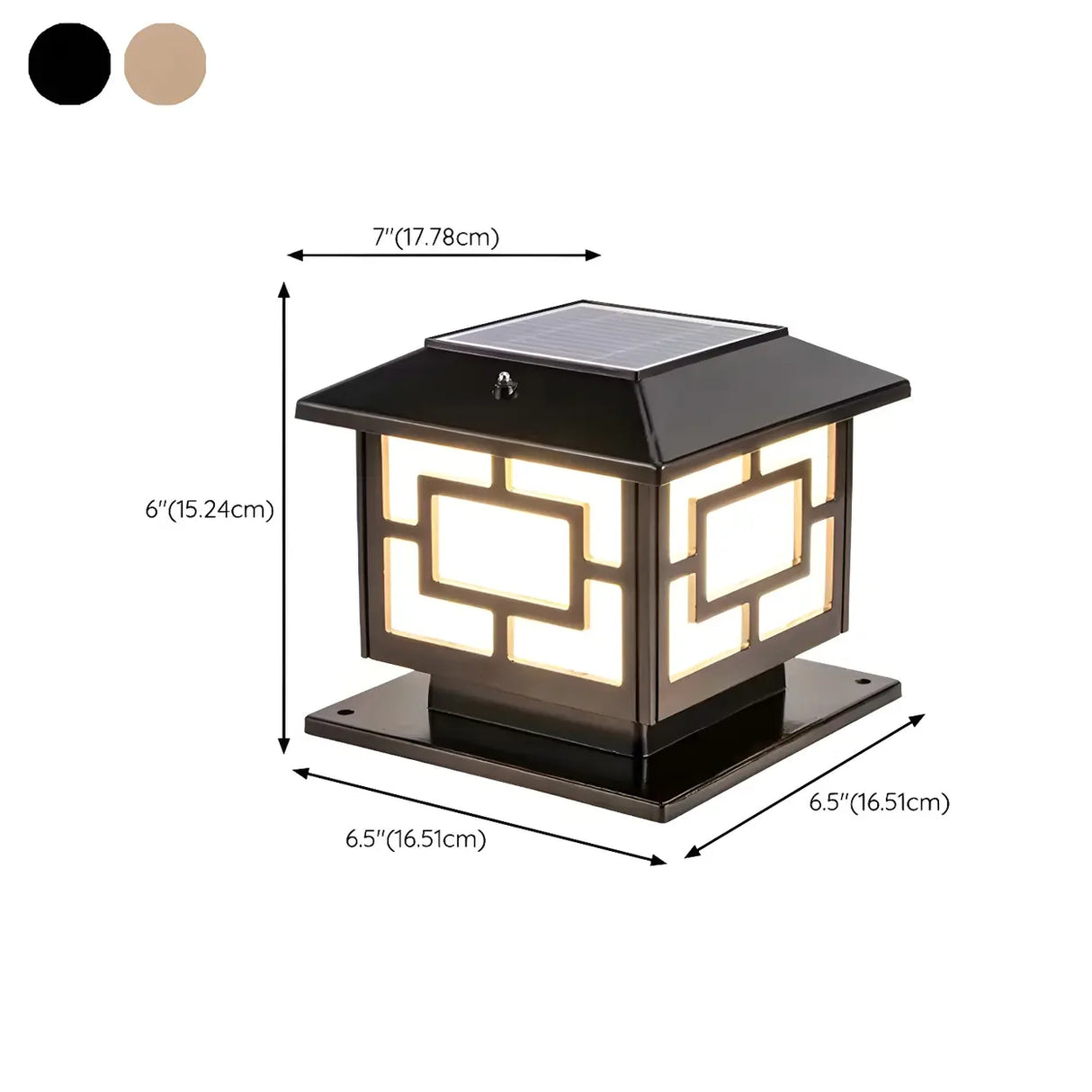 Vintage Gold Square Solar Lantern Outdoor Garden Lamp Image - 17