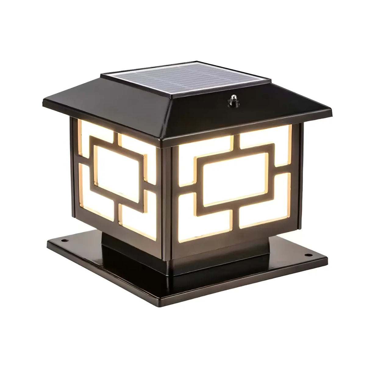 Vintage Gold Square Solar Lantern Outdoor Garden Lamp Image - 3