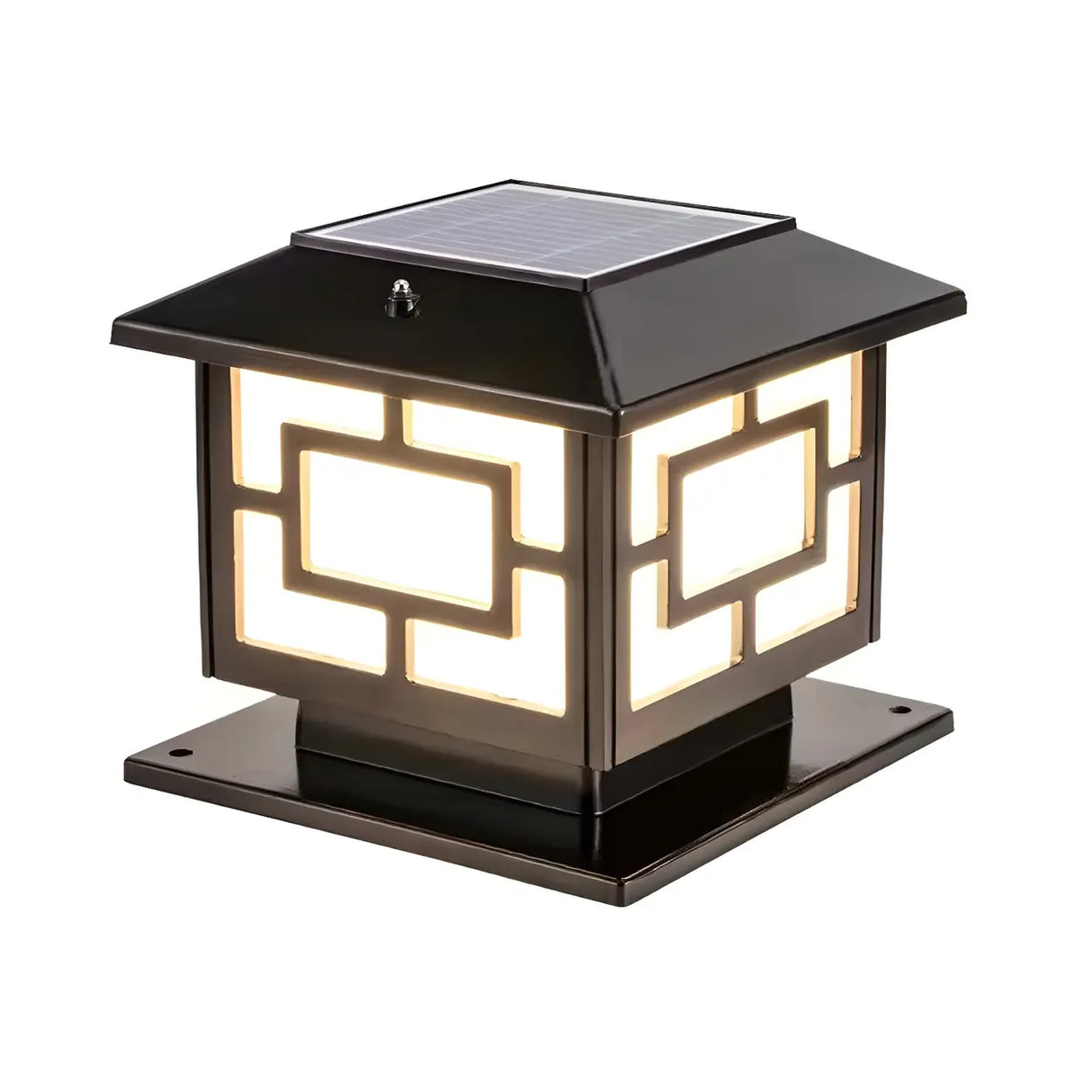 Vintage Gold Square Solar Lantern Outdoor Garden Lamp Image - 7