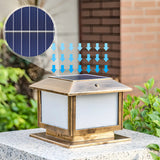 Vintage Golden Square Metal Outdoor Pillar Table Lamp Image - 11