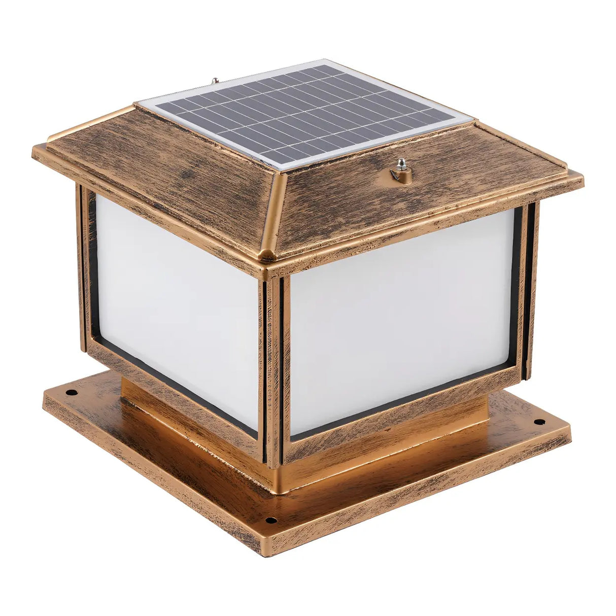 Vintage Golden Square Metal Outdoor Pillar Table Lamp Image - 7