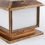 Vintage Golden Square Metal Outdoor Pillar Table Lamp Image - 9