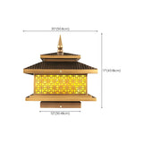 Vintage Golden Square Outdoor Post Lamp Warm Light Image - 12