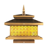 Vintage Golden Square Outdoor Post Lamp Warm Light Image - 5