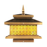 Vintage Golden Square Outdoor Post Lamp Warm Light Image - 5