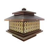 Vintage Golden Square Outdoor Post Lamp Warm Light Image - 6